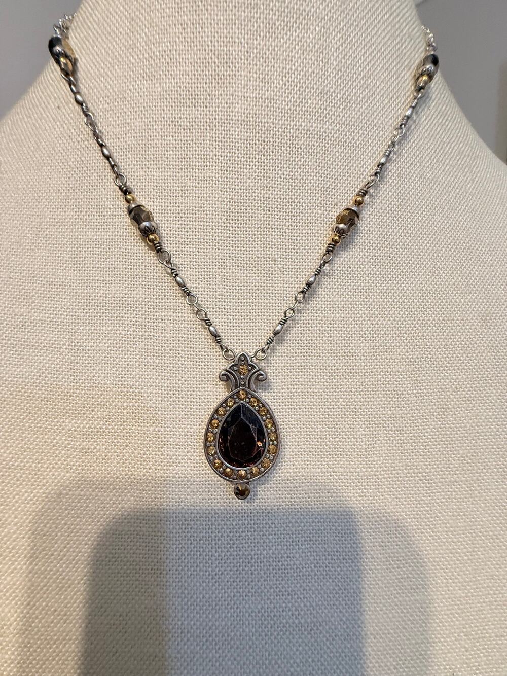 Brighton Teardrop Crystal Pendant Necklace 18” +2
